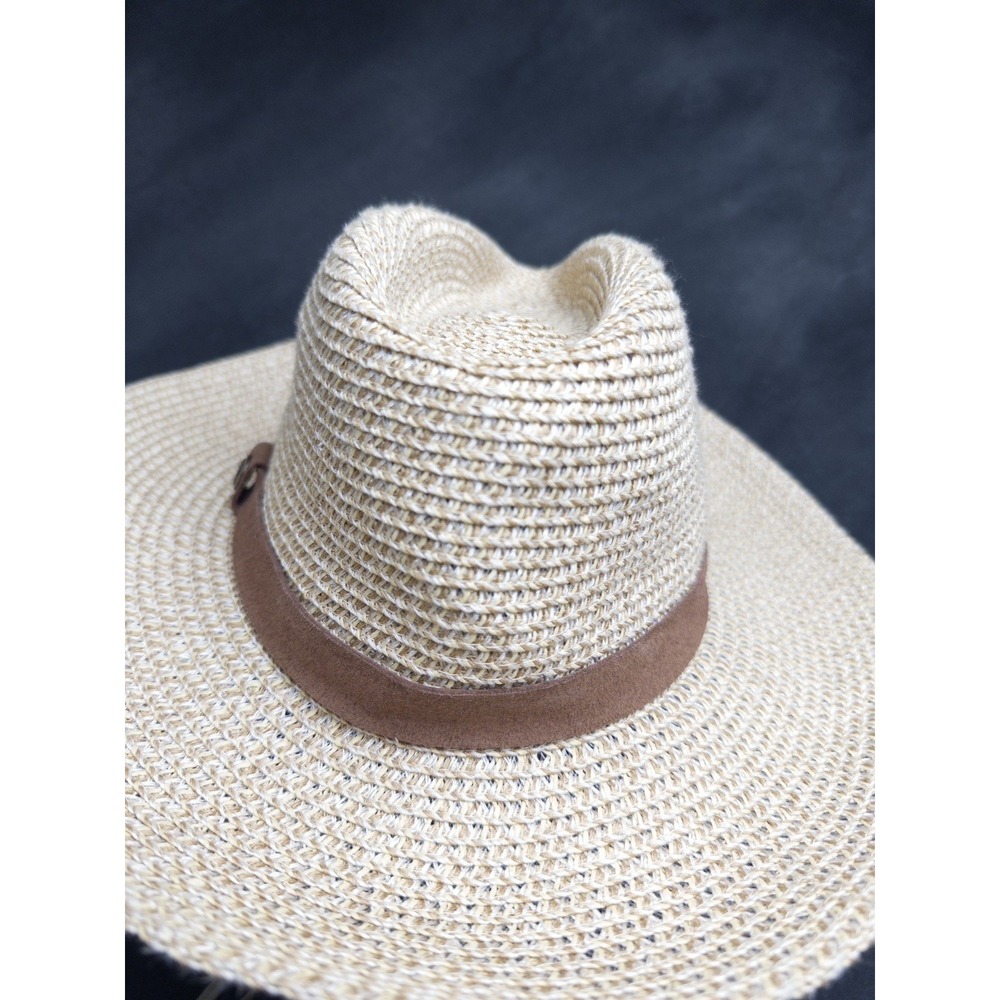 Wallaroo Hat Company Outback Straw Fedora Sun Hat Packable Wide Brim M/L Travel